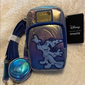 Loungefly Disney Sorcerer Mickey Crossbody Bag - Iridescent Purple and Blue
